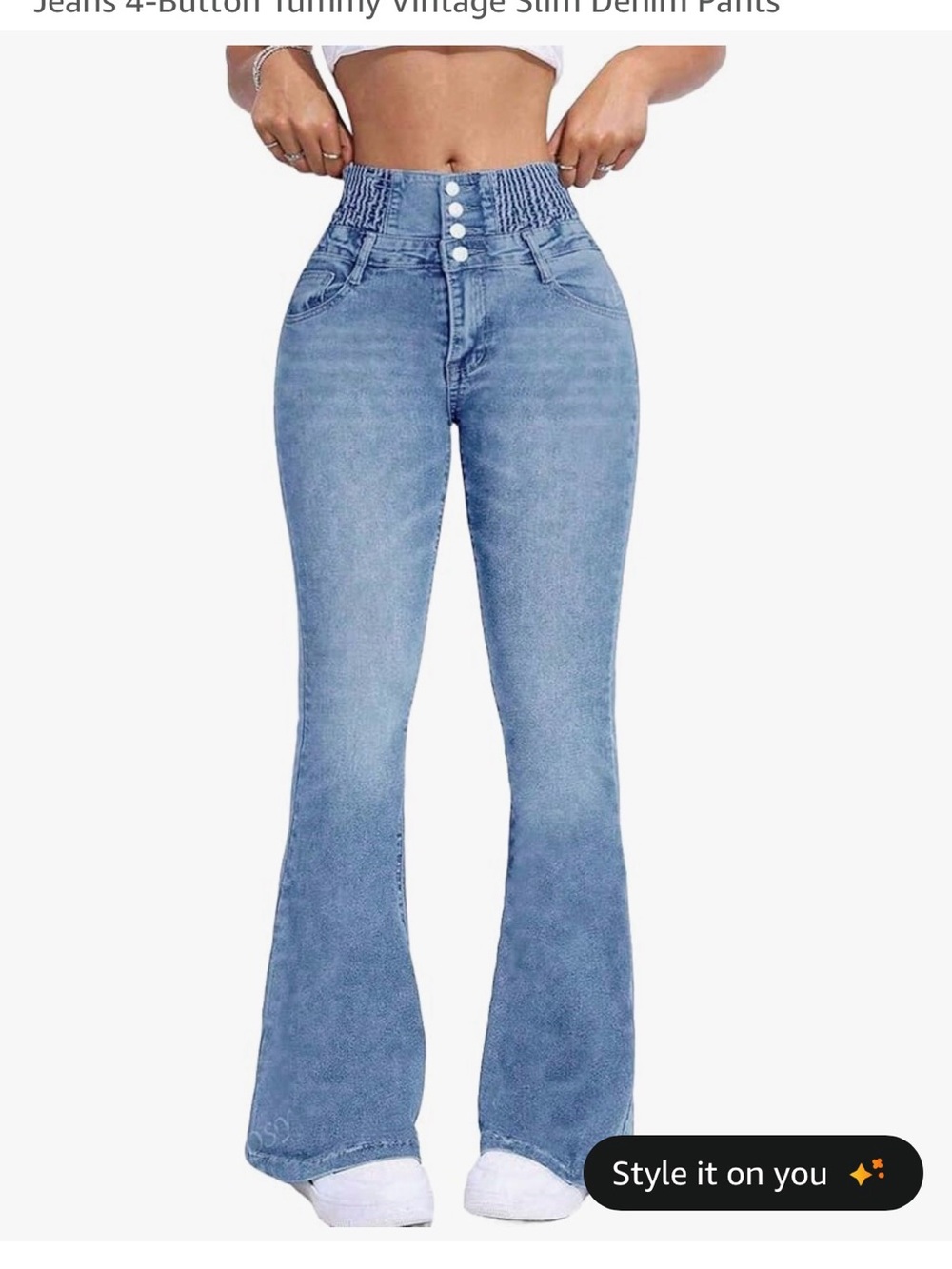 Amazon Women's Light Blue High-Waist Flare Jeans